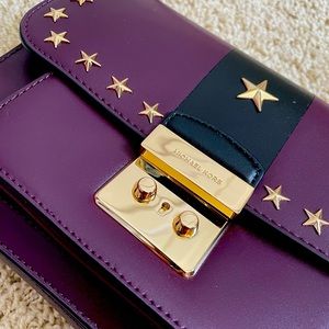 Brand new michael kors burgundy/wine/purple Sloan crossbody with star and stripe